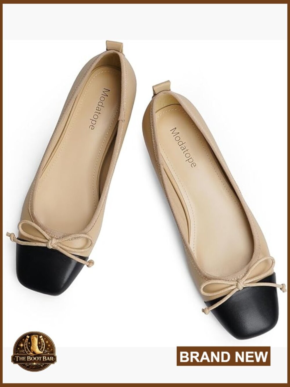 Square Toe Ballet Flats with Bow Knot Slip On Dressy Shoes